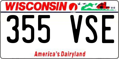 WI license plate 355VSE