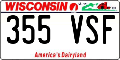 WI license plate 355VSF