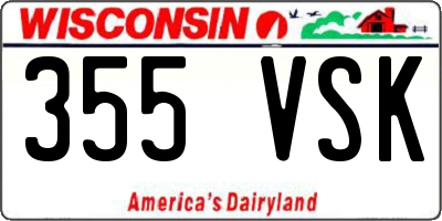 WI license plate 355VSK