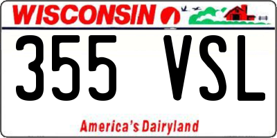WI license plate 355VSL