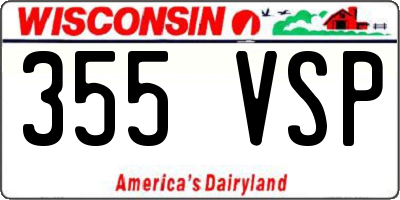 WI license plate 355VSP