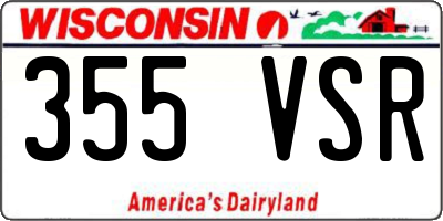 WI license plate 355VSR