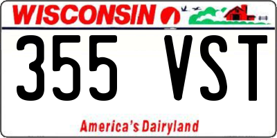 WI license plate 355VST