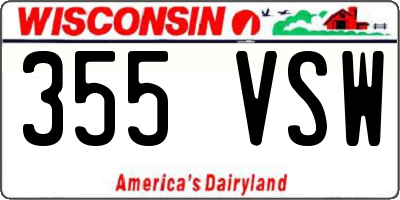 WI license plate 355VSW