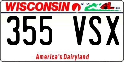 WI license plate 355VSX