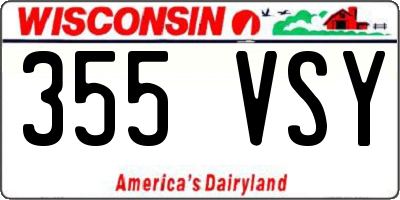 WI license plate 355VSY