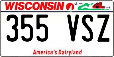 WI license plate 355VSZ