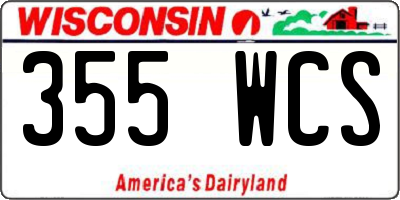 WI license plate 355WCS