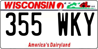 WI license plate 355WKY
