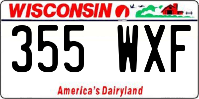 WI license plate 355WXF