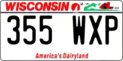 WI license plate 355WXP
