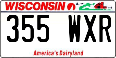WI license plate 355WXR