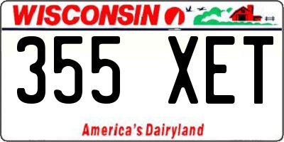 WI license plate 355XET