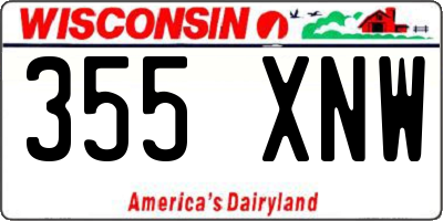 WI license plate 355XNW