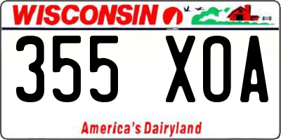 WI license plate 355XOA