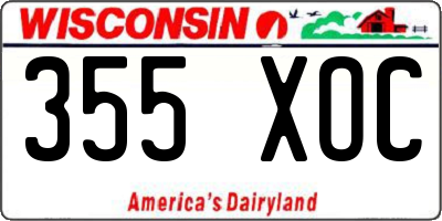 WI license plate 355XOC