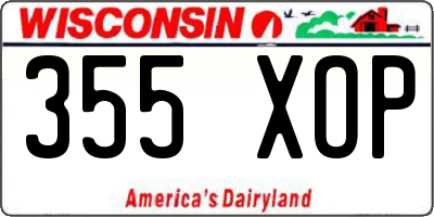 WI license plate 355XOP