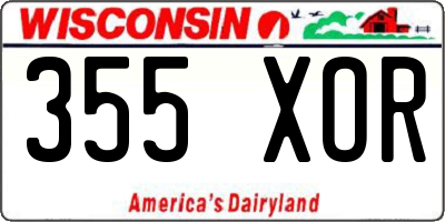 WI license plate 355XOR