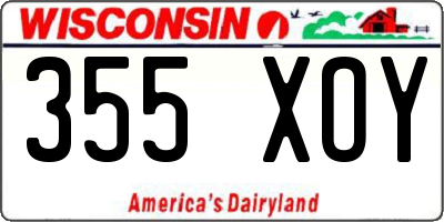 WI license plate 355XOY