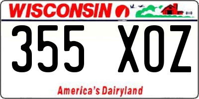WI license plate 355XOZ