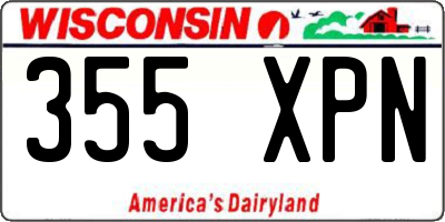 WI license plate 355XPN