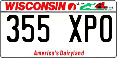 WI license plate 355XPO
