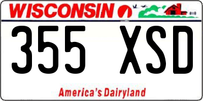 WI license plate 355XSD