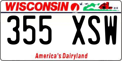 WI license plate 355XSW