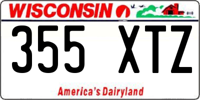 WI license plate 355XTZ