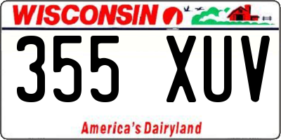 WI license plate 355XUV