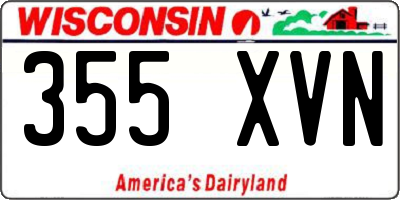 WI license plate 355XVN