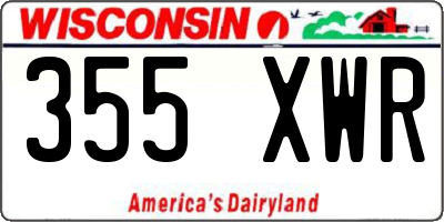 WI license plate 355XWR
