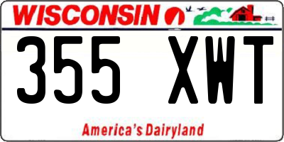 WI license plate 355XWT
