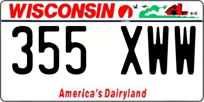WI license plate 355XWW