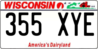 WI license plate 355XYE