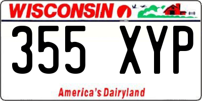 WI license plate 355XYP