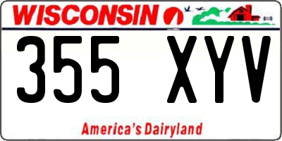 WI license plate 355XYV