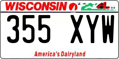 WI license plate 355XYW