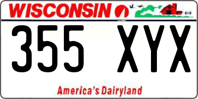 WI license plate 355XYX