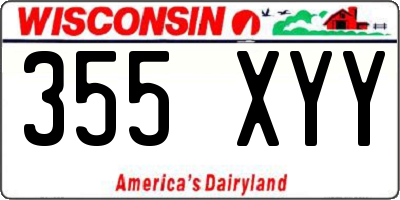 WI license plate 355XYY