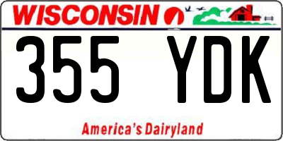 WI license plate 355YDK