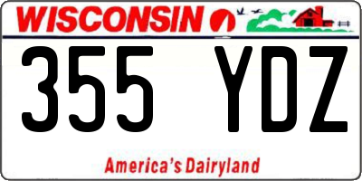 WI license plate 355YDZ