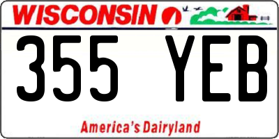 WI license plate 355YEB