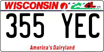 WI license plate 355YEC