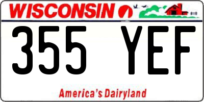 WI license plate 355YEF