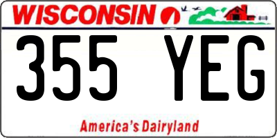 WI license plate 355YEG