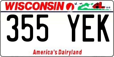 WI license plate 355YEK
