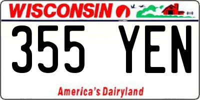 WI license plate 355YEN