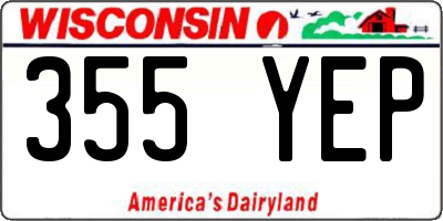 WI license plate 355YEP