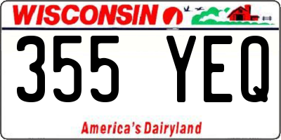 WI license plate 355YEQ
